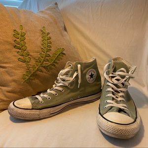 High top Chucks, olive green. Size 13